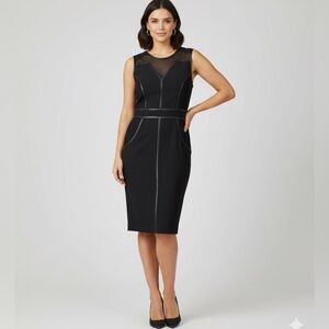 Frank Lyman Design Black Contrast Panel Cocktail Dress with Mesh Size 8